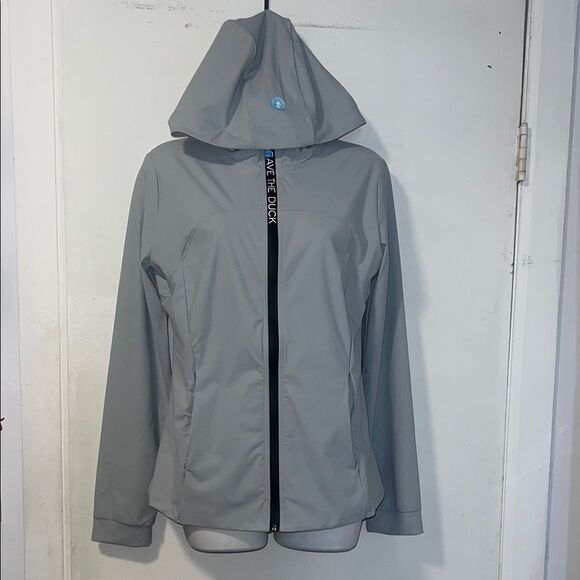 SAVE THE DUCK Light Grey Kathrine Rain Jacket Windbreaker-M NWT! - Picture 1 of 11